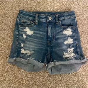american eagle shortie jean shorts size 0